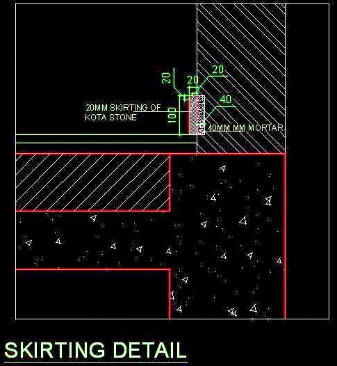 Stone Skirting Sectional Free Cad Detail with Chamfered Edge